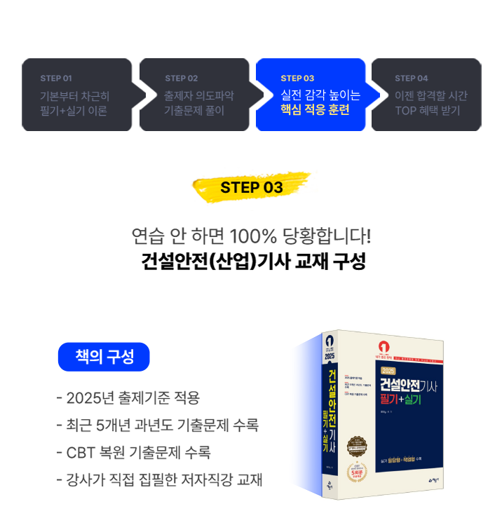 STEP 03 연습 안 하면 100% 당황합니다! 건설안전(산업)기사 교재 구성
